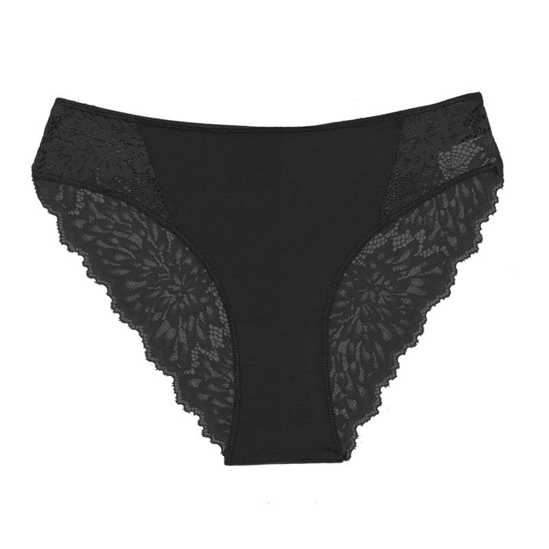 Women's Cotton Lace Stitching Briefs - Lotus Lane