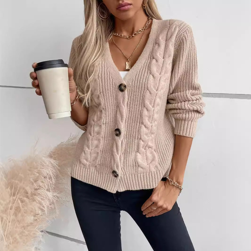 Solid Color Twist Knitted Cardigan For Women - Lotus Lane