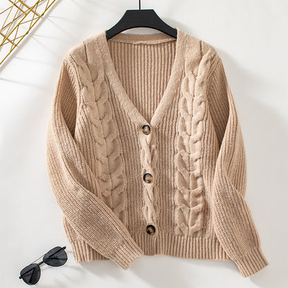 Solid Color Twist Knitted Cardigan For Women - Lotus Lane