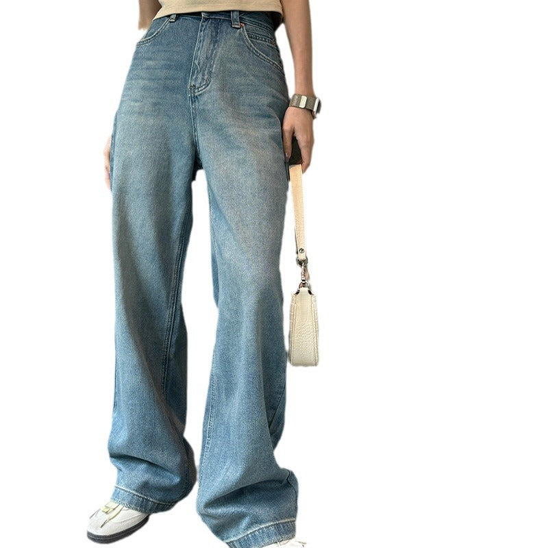 High Waist Drooping Denim Loose Wide-leg Pants - Lotus Lane