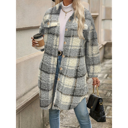 Lapel Colorblock Plaid Jacket New Design Sense Padded Coat Women's Clothing - Lotus Lane