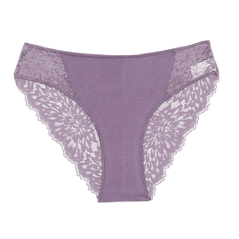 Women's Cotton Lace Stitching Briefs - Lotus Lane