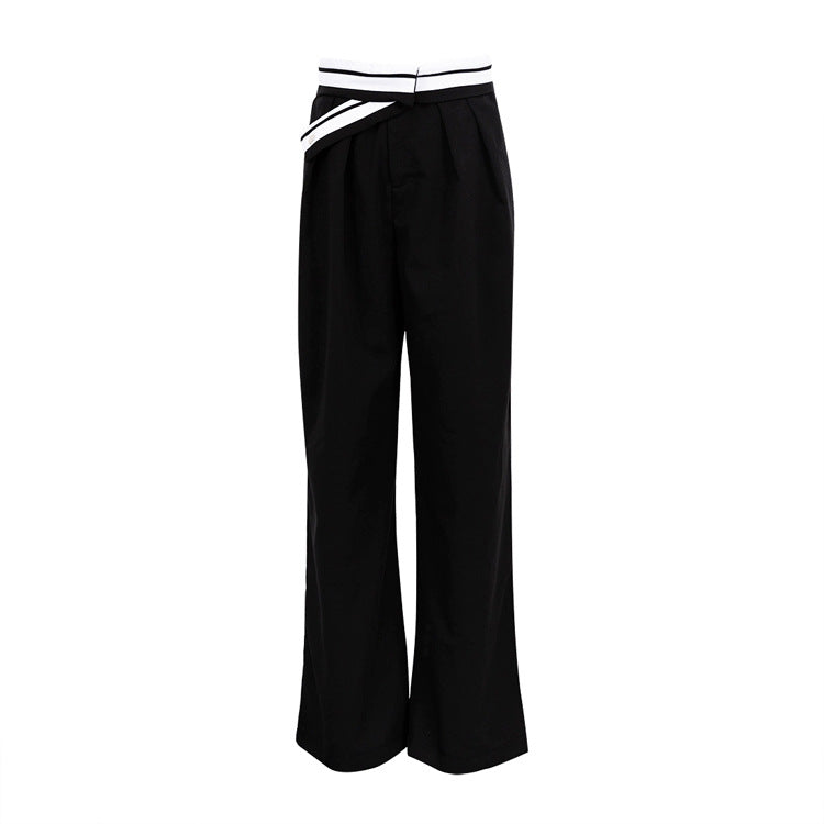 Autumn And Winter Wild Loose High Waist Wide Leg Pants Women's Pocket Casual Mopping Pants Sense - Lotus Lane