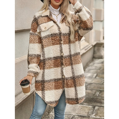 Lapel Colorblock Plaid Jacket New Design Sense Padded Coat Women's Clothing - Lotus Lane