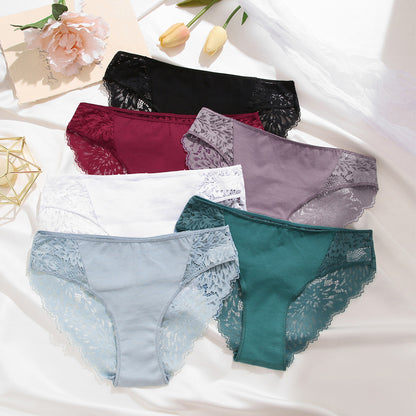 Women's Cotton Lace Stitching Briefs - Lotus Lane