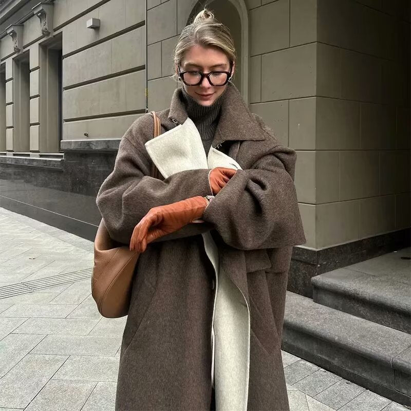 Long Style Temperament Woolen Coat Women - Lotus Lane