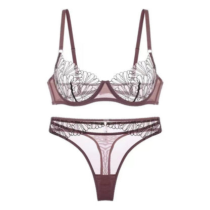 Sexy Underwear Shell Embroidery Bra Set - Lotus Lane