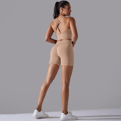 Seamless Knitted Solid Color Beauty Back High Elastic Sports Skinny Yoga Clothes Suit - Lotus Lane