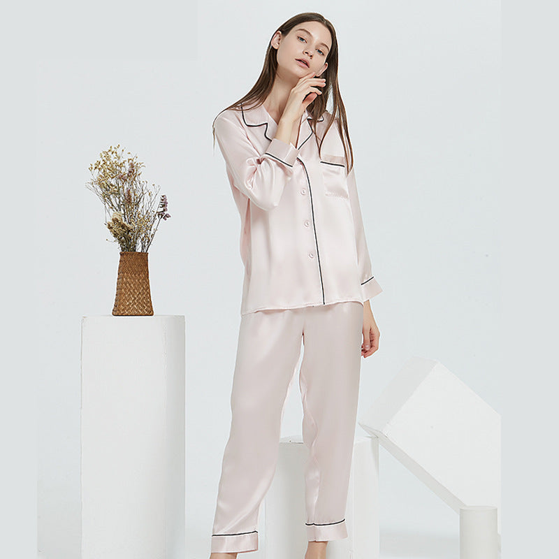 Couple's Silk Pajamas Long-sleeve Suit Silk Homewear - Lotus Lane