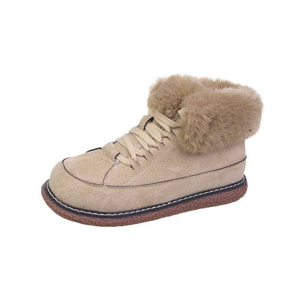 Women's Winter Warm Round Lace Up Snow Anti Slip Cotton Shoes - Lotus Lane