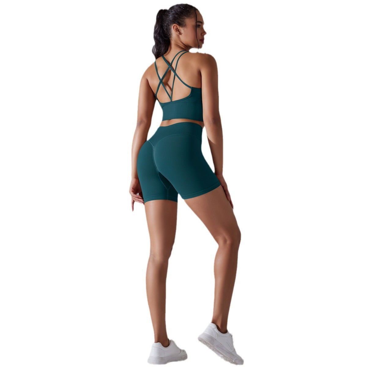 Seamless Knitted Solid Color Beauty Back High Elastic Sports Skinny Yoga Clothes Suit - Lotus Lane