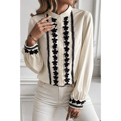 Single Row Multi-buckle Long Sleeve Shirt For Women European And American Leisure Style - Lotus Lane