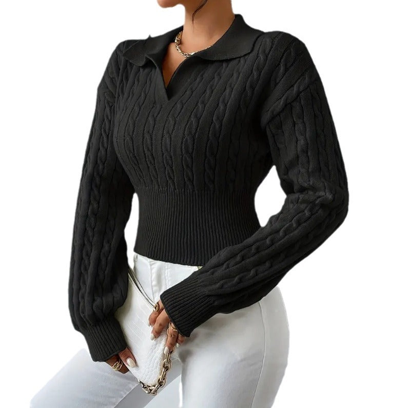 Women's Sweater Fashion Solid Color And V-neck - Lotus Lane