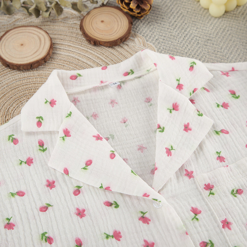 Thin Cotton Printed Comfortable Loose Breathable Short-sleeved Shorts Summer Pajamas Home Wear For Women - Lotus Lane