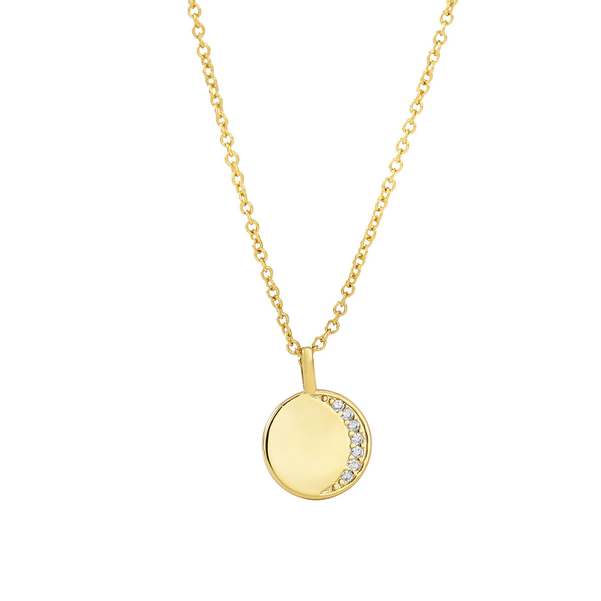 Simple Women's Round Diamond Necklace - Lotus Lane