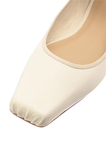 Women's Ballet Comfort Strap Leather Low Heel Pumps - Lotus Lane