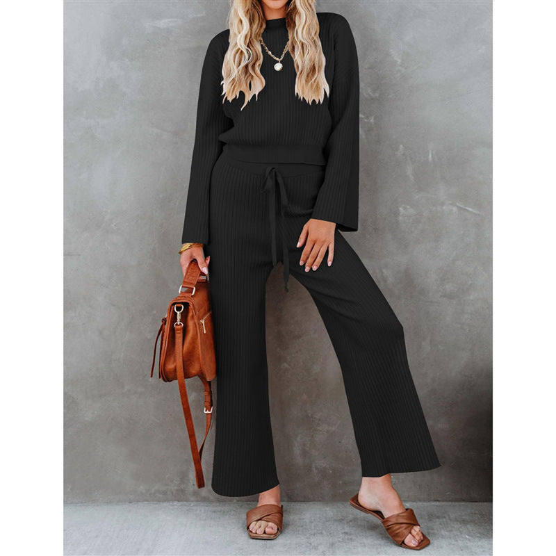 Autumn And Winter New Fashion All-match Round Neck Top Loose Casual Trousers - Lotus Lane