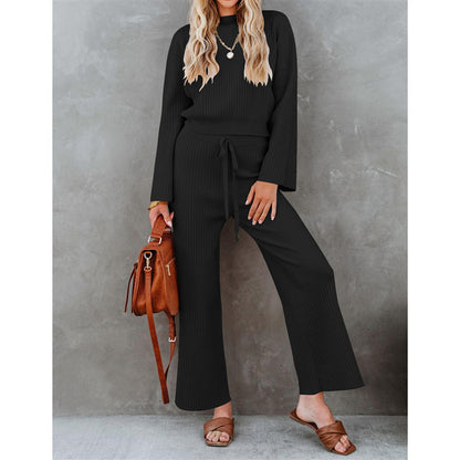 Autumn And Winter New Fashion All-match Round Neck Top Loose Casual Trousers - Lotus Lane