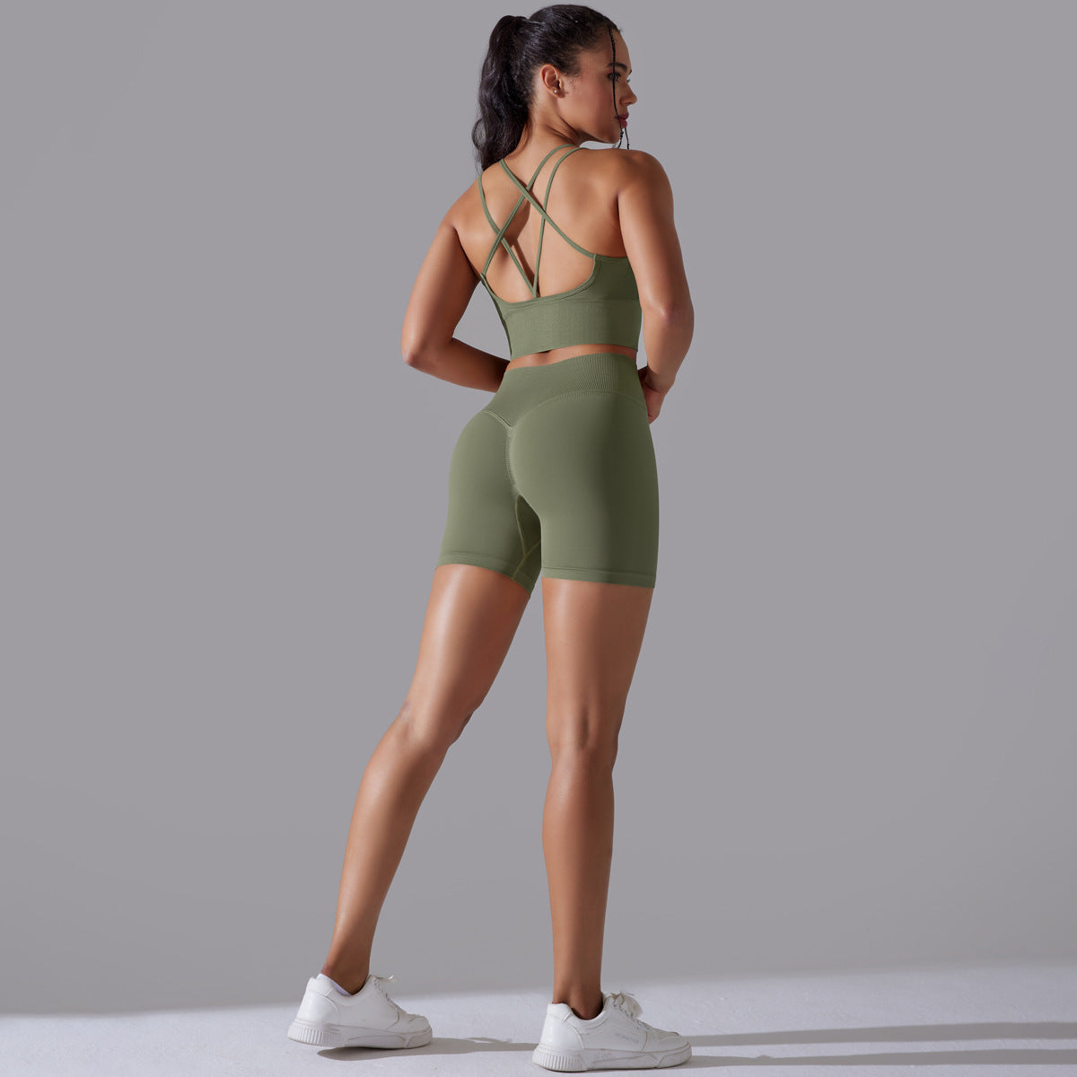 Seamless Knitted Solid Color Beauty Back High Elastic Sports Skinny Yoga Clothes Suit - Lotus Lane