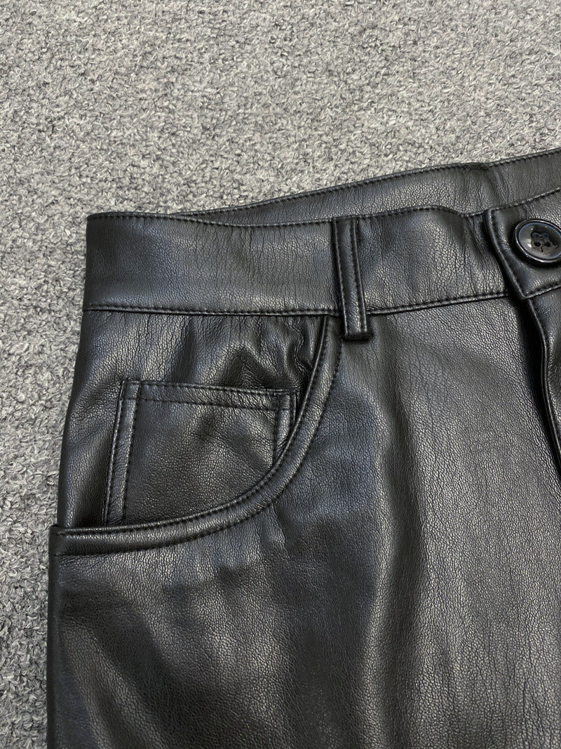 Women's Casual Niche Leisure Commute Leather High Waist Straight Shorts - Lotus Lane