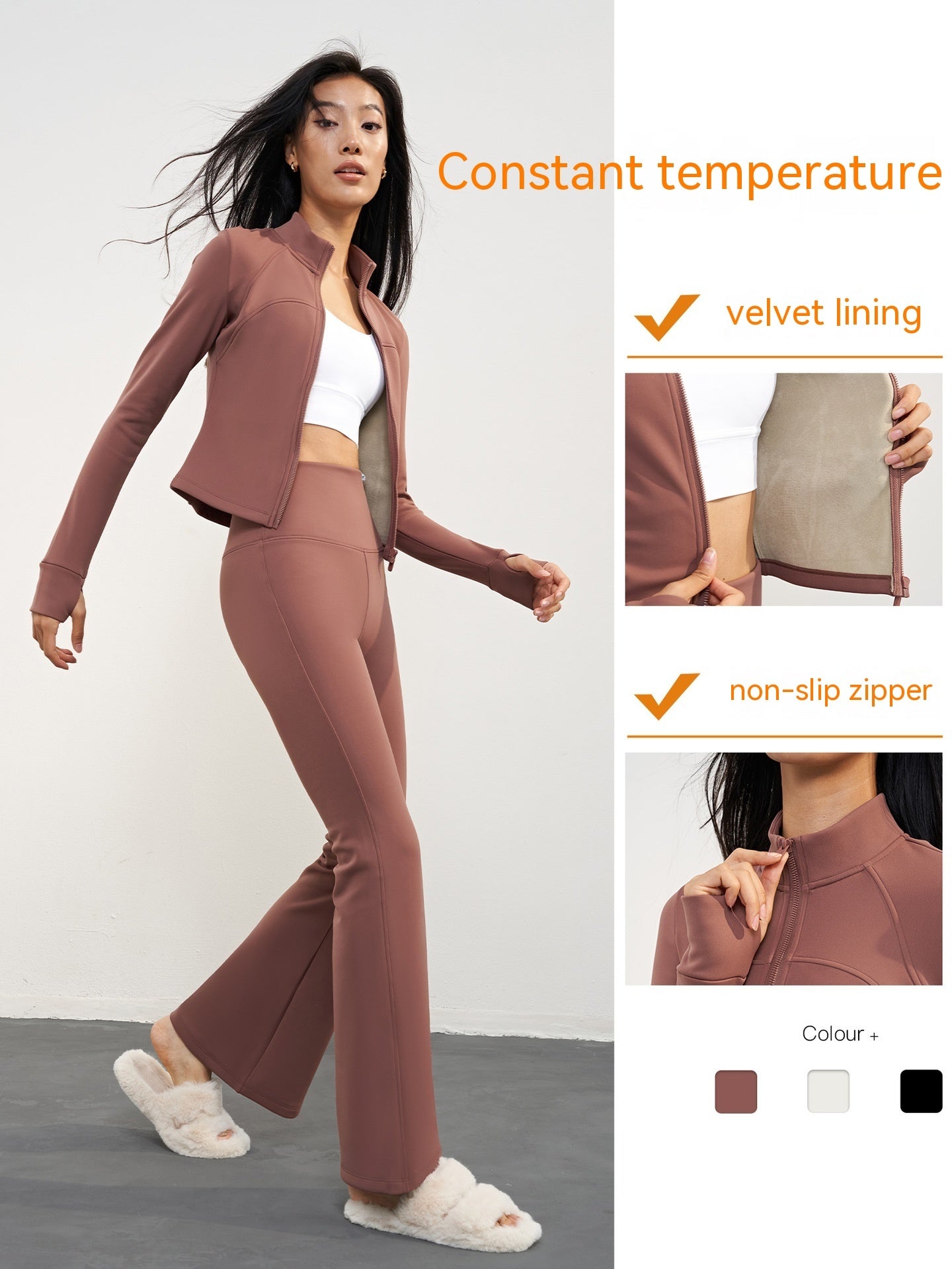 Fleece-lined Thickening Stand Collar Yoga Jacket Outdoor Running - Lotus Lane