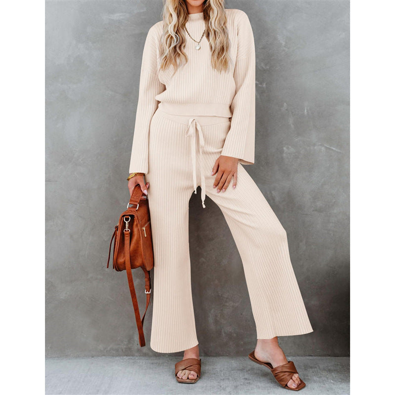 Autumn And Winter New Fashion All-match Round Neck Top Loose Casual Trousers - Lotus Lane