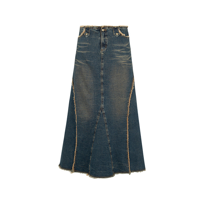 Heavy Washing Denim Skirt Girl - Lotus Lane