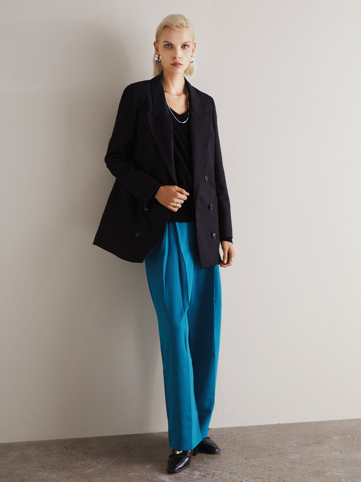 Women's Fashion Simple Wool Suit Jacket Tops - Lotus Lane