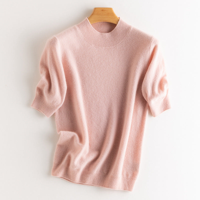 Cashmere Sweater Women's Half Turtleneck Half Sleeve - Lotus Lane