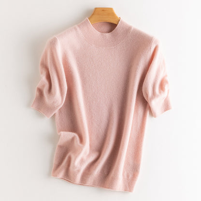 Cashmere Sweater Women's Half Turtleneck Half Sleeve - Lotus Lane