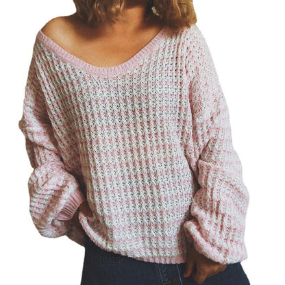 Pullover Striped Women's Knit Sweater - Lotus Lane