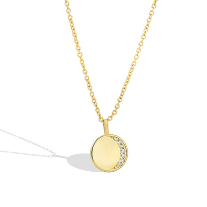 Simple Women's Round Diamond Necklace - Lotus Lane