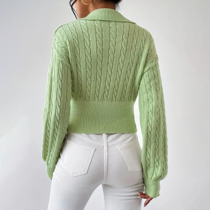 Women's Sweater Fashion Solid Color And V-neck - Lotus Lane