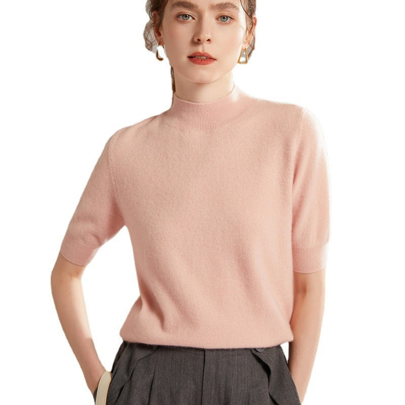 Cashmere Sweater Women's Half Turtleneck Half Sleeve - Lotus Lane