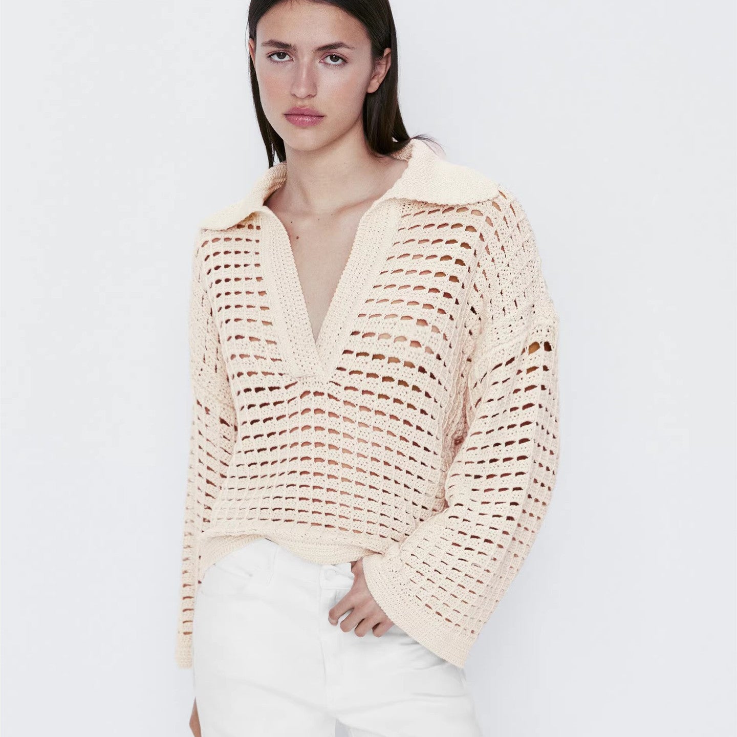 Women's Summer Pastoral Style Knitted Coat Hollow Out Sweater - Lotus Lane