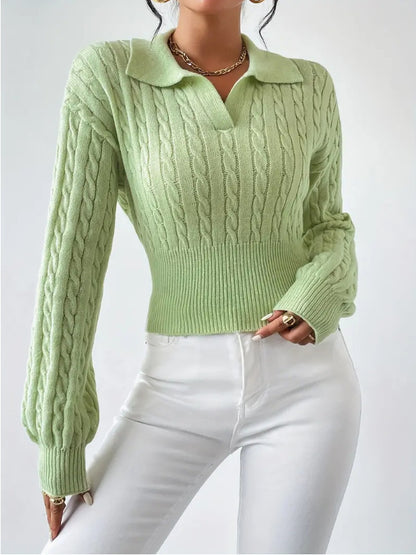 Women's Sweater Fashion Solid Color And V-neck - Lotus Lane