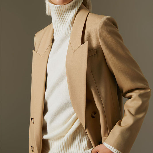 Women's Fashion Simple Wool Suit Jacket Tops - Lotus Lane