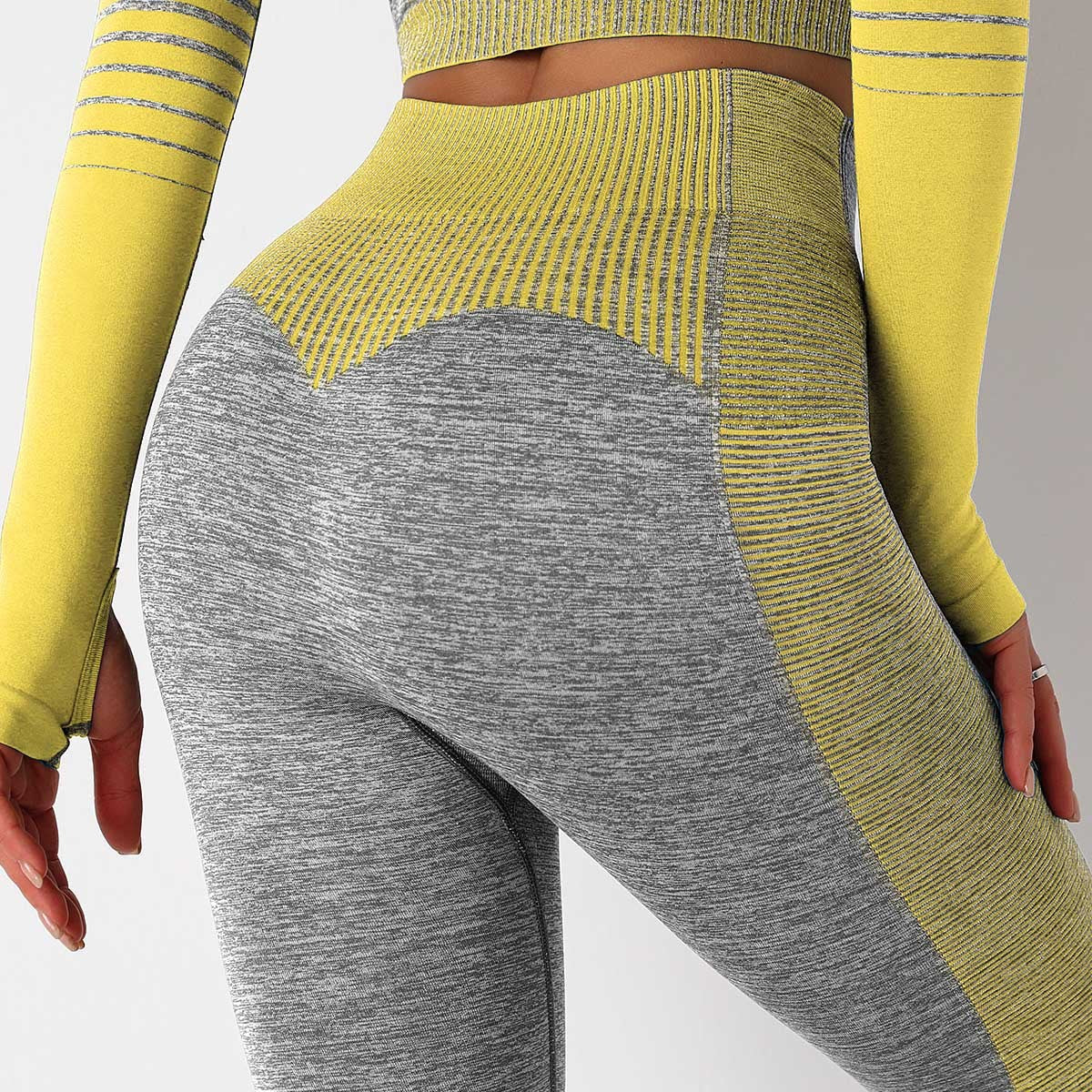 Seamless Striped Knitted Yoga Fitness Pants - Lotus Lane