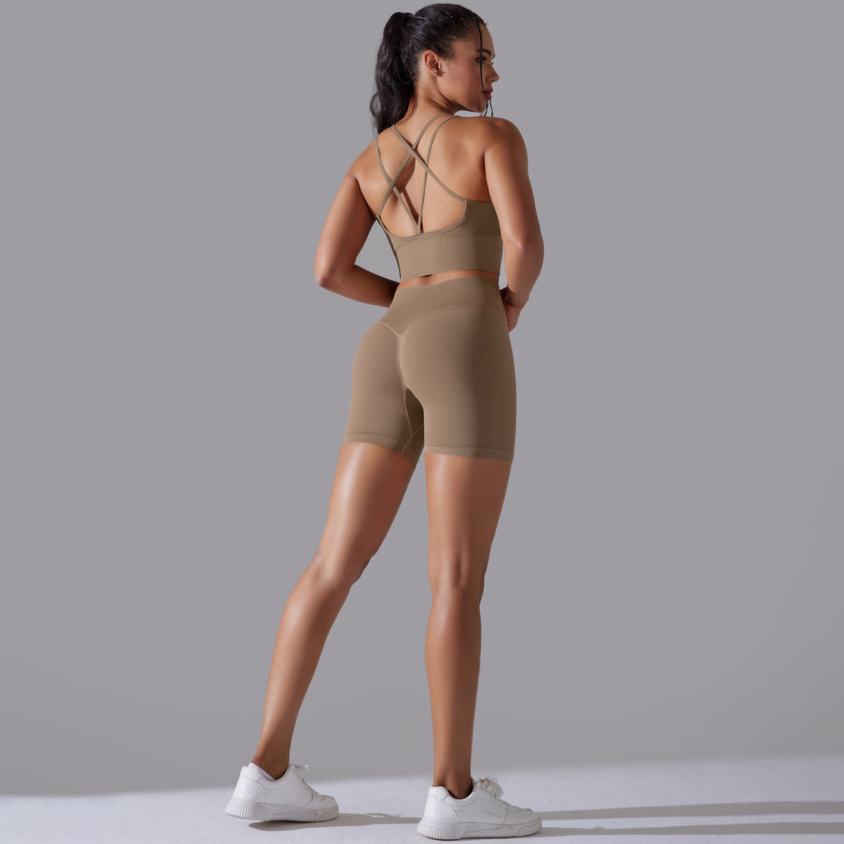 Seamless Knitted Solid Color Beauty Back High Elastic Sports Skinny Yoga Clothes Suit - Lotus Lane