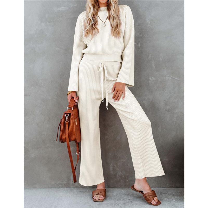 Autumn And Winter New Fashion All-match Round Neck Top Loose Casual Trousers - Lotus Lane